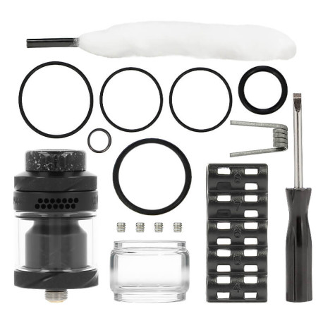 Le contenu de la boîte de l'atomiseur Dead Rabbit Solo 2 RTA par la marque Hellvape