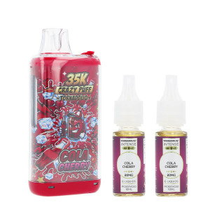 La Crazy Puff 35K et les deux e-liquides Cola Cherry de Tornadoliq