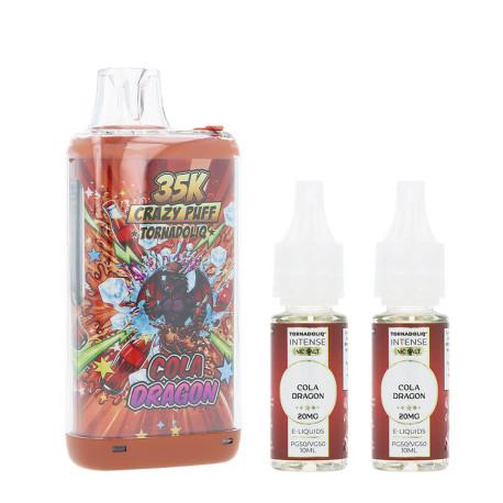 La Crazy Puff 35K et les deux e-liquides Cola Dragon par Tornadoliq