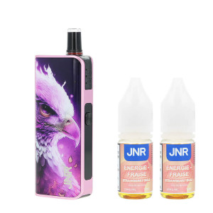 La puff Lucky Vibe 77K Strawberry Bull de JNR et ses deux e-liquides en sels de nicotine