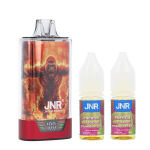 La puff Gorilla X 43K de JNR et les deux e-liquides Strawberry Bull