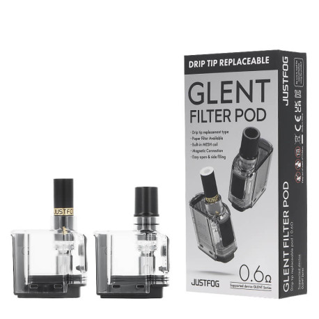 Les deux cartouches Glent Version Filtre de Just Fog en 0.6ohm