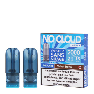 Les deux cartouches No Cloud Velvet Brown Smooth de RELX en sels de nicotine
