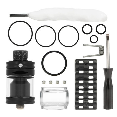 Le contenu de la boîte de l'atomiseur Dead Rabbit Mini RDL RTA du fabricant Hellvape