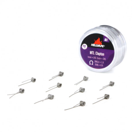 10 Hellvape's A1 MTL Clapton coils in 1.8ohm