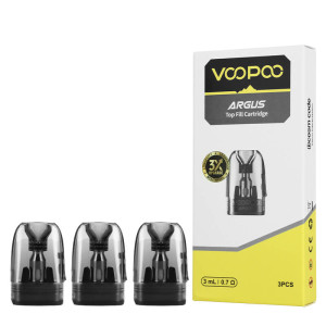 The three Voopoo's Argus Top Fill cartridges in 3ml and 0.7ohm