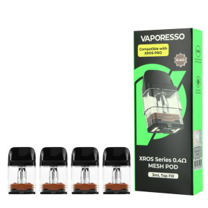 The four Vaporesso's 3ml XROS cartridges in 0.4 ohm