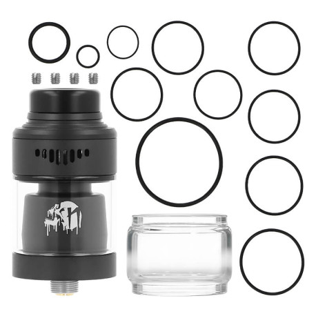 The box contents of Suicide Mods' Nightmare Mini RTA 25mm atomizer