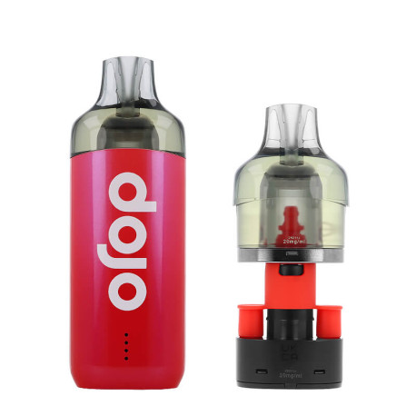 Box contents of Vaporesso's Cerise Dojo Blast rechargeable puff