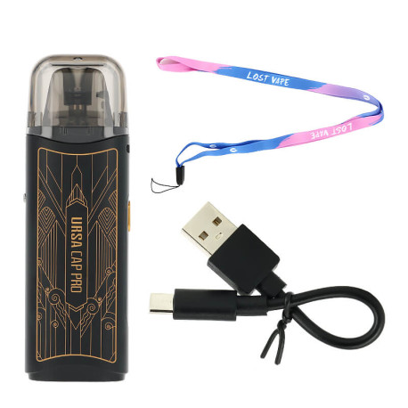 The contents of the box of Lost Vape's Ursa Cap Pro podmod