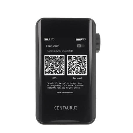The QR Codes of the Centaurus app on Lost Vape's Centaurus BT200 mod