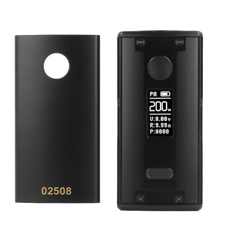 The OLED screen of Vaperz Cloud's Hammer Of God 200 mod