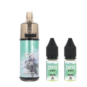 FPS' Enfer Menthol Extreme Ice Refillable Puff and the two e-liquids