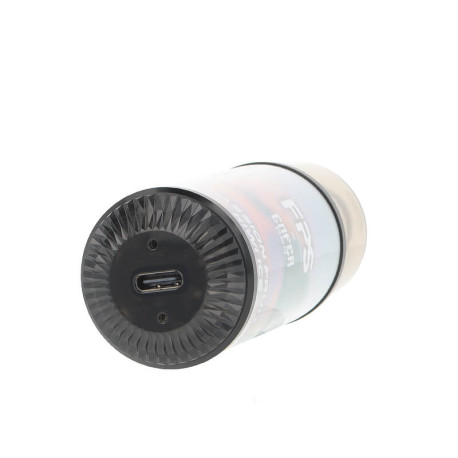 The USB-C port of FPS' Enfer Passion Fruit Kiwi Ice refillable puff