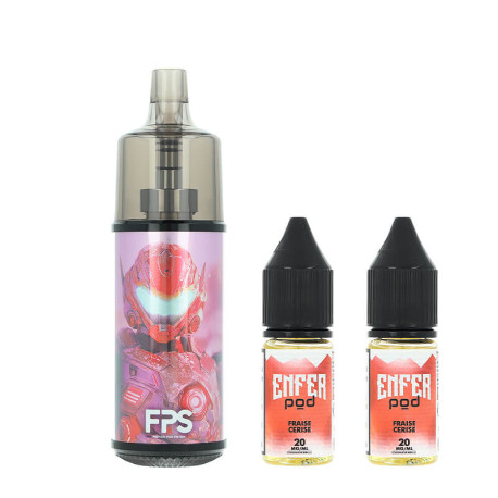 FPS' Enfer Cherry Strawberry Ice Refillable Puff and the two e-liquids