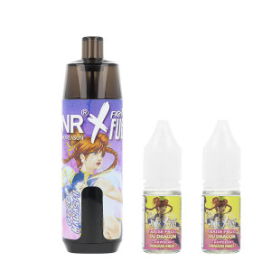 JNR X Fighter Fuel's Gold Mawashi Refillable Puff and the two e-liquids