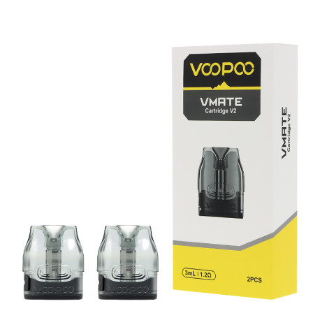 The two Voopoo's VMate V2 cartridges in 1.2ohm