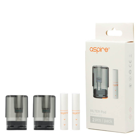 The two Aspire's Vilter cartridges and its filters in 1.0ohm