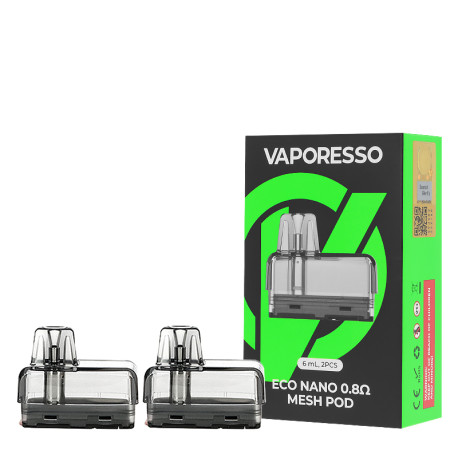 The two Vaporesso's Eco Nano 6ml cartridges in 0.8ohm
