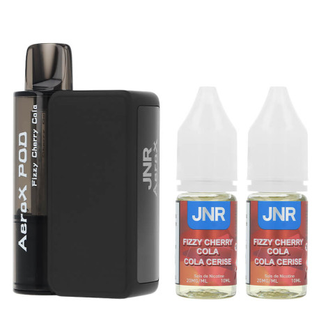 JNR's AeroX Fizzy Cherry Cola Refillable Puff and the two e-liquids
