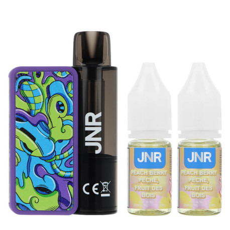 Box contents of JNR's AeroX Peach Berry refillable puff