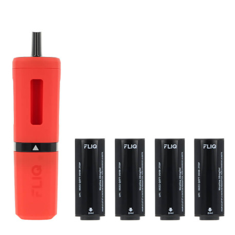 Vampire Vape's Fliq rechargeable puff and the 4 Red cartridges