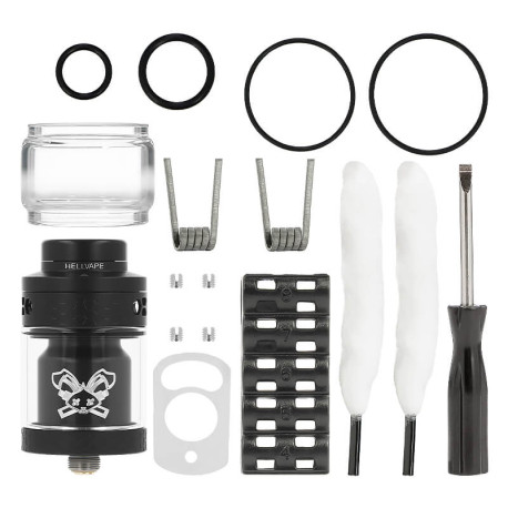 Box contents of Hellvape's Dead Rabbit 4 RTA atomizer
