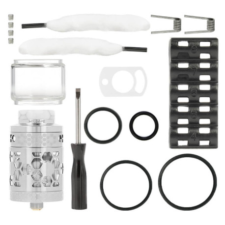 Box contents of Hellvape's Dead Rabbit 4 RTA Pro atomizer