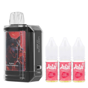Lost Vape's Le Bar 45K refillable puff and the three Fraise Cerise Framboise e-liquids