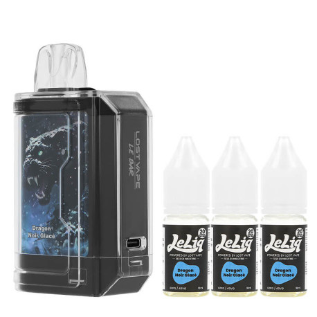 Lost Vape's Le Bar 45K refillable puff and the three Dragon Noir Glacé e-liquids