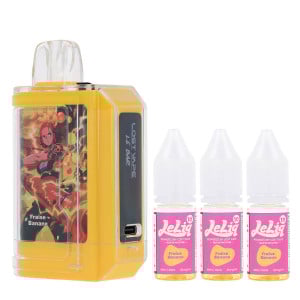 Lost Vape's Le Bar 45K refillable puff and the three Fraise Banane e-liquids