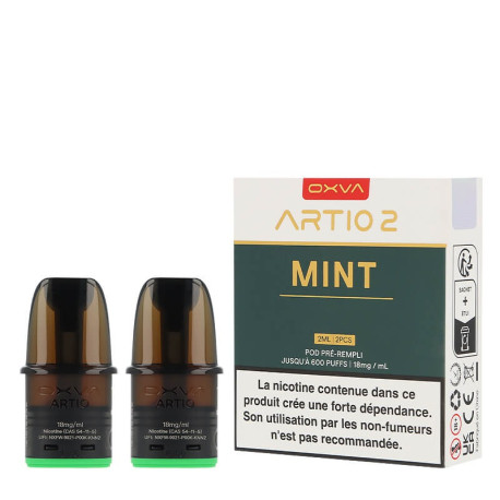 The pack of two pre-filled Artio 2 Mint cartridges (x2) by OXVA