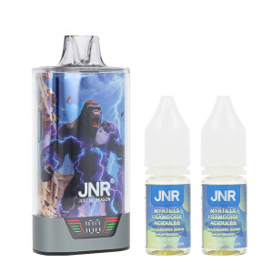 JNR's Gorilla X 43 refillable puff and the two Blueberry Sour Raspberry e-liquids