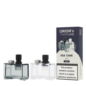 The box of the two LVE's Orion II RBA empty cartidges