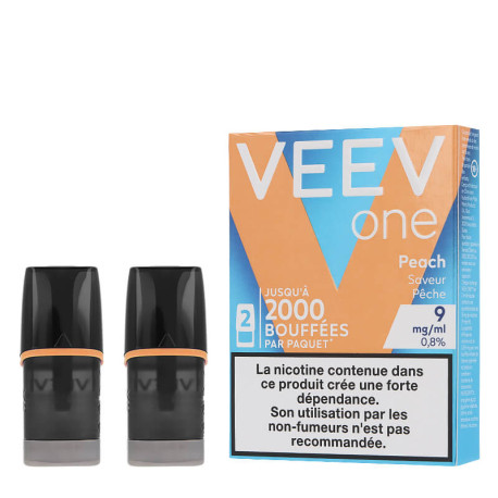 The box of two VEEV's VEEV One Peach cartridges