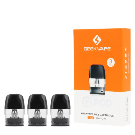 The pack of three Geekvape's Q Series cartridges in 1.2ohm