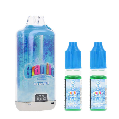 Alfaliquid's Granita 30K puff and the two Tropical Bleu e-liquids