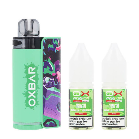 OXVA's OXBAR OX35K puff and the two Ananas Citron Glacé e-liquids