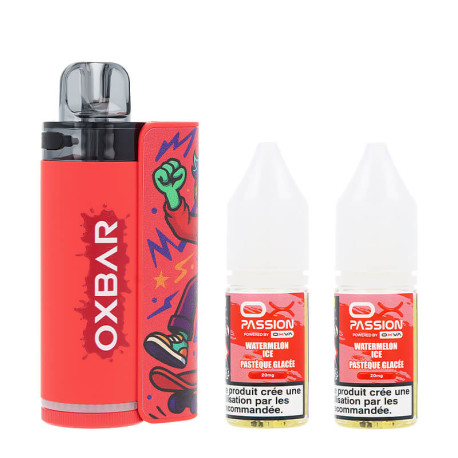 OXVA's OXBAR Pastèque Glacé OX35K puff and its two 20mg/ml nicotine salt e-liquids