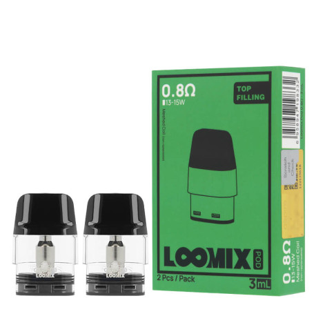 The pack of two Aspire's Loomix cartridges in 0.8ohm