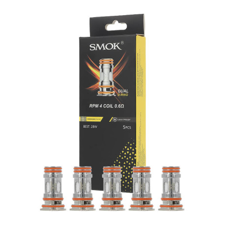 The pack of 5 Smok's RPM 4 Mesh coils in 0.6ohm