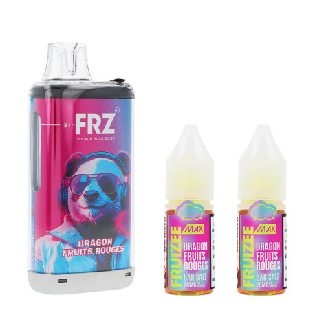 Eliquid France's Fruizee Primal FRZ Dragon Fruits Rouges 30K puff and its two nicotine salt e-liquids