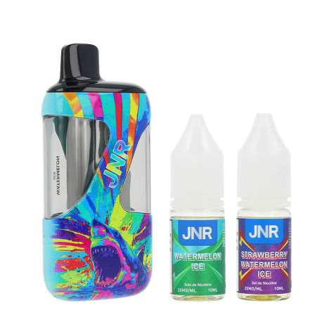 JNR's ZPluse 42K puff and the two Strawberry Watermelon Ice / Watermelon Ice e-liquids