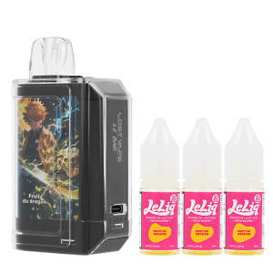 Lost Vape's Le Bar 45K puff and the three Fruit du Dragon e-liquids