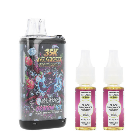 Tornadoliq's Crazy Puff 35K and the two Black Dragon Ice e-liqids