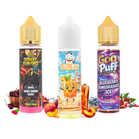 The three e-liquids of A&L's pack of July 2026