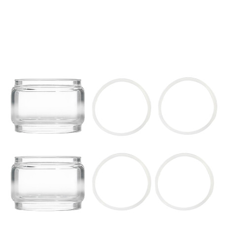 The two Pyrex and O-rings of Steam Crave's Supreme V4 RDTA aromamizer in 9ml