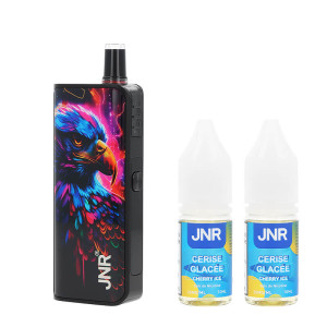 The Lucky Vibe 77K Cherry Ice puff from JNR and its two nicotine salt e-liquids