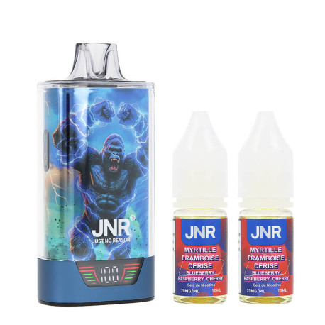 JNR's Gorilla X 43K puff and the two Blueberry Raspberry Cherry e-liquids