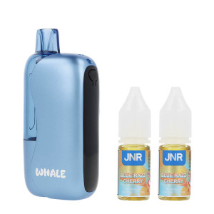 JNR's Whale 38K puff and the two Blue Razz Cherry e-liquids